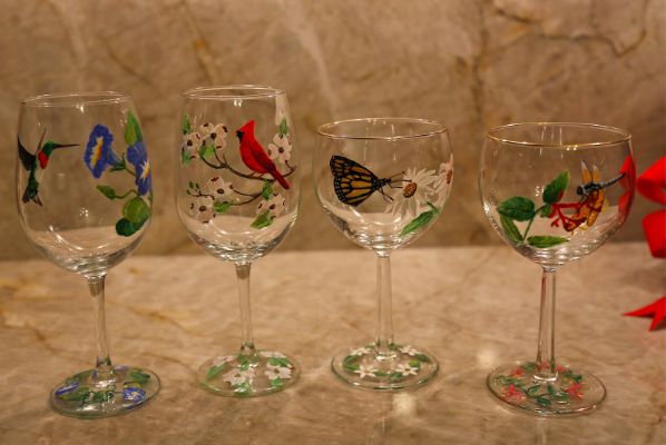 Hand Painted Wine Glass