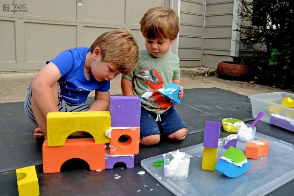 Shaving Cream Sensory Shapes