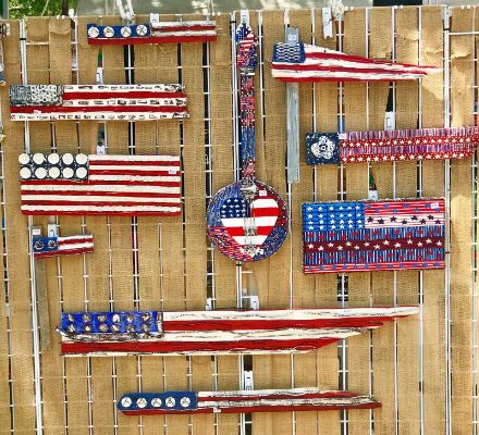 Recycled Materials Flag Sculpture