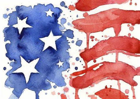 Watercolor American Flag Painting